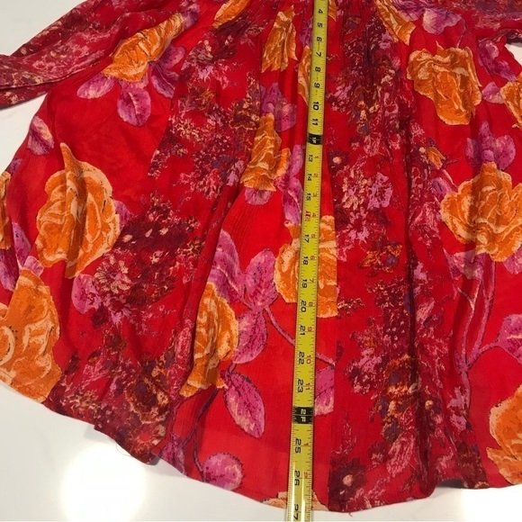 Free People fuscia floral off the shoulder long sleeve tunic - Picture 11 of 13